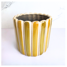 Load image into Gallery viewer, Vera Ceramic planter with striped design on a white background, featuring the brand 'LEAFAERIE'.