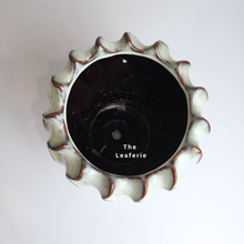 Load image into Gallery viewer, The Leaferie Pia planter . ceramic pot with drainage hole. top view