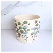 Load image into Gallery viewer, Planter eucalyptus leaf design on a marble background