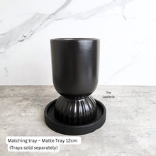Load image into Gallery viewer, The Leaferie Velora black tall wine glass shape flowerpot. ceramic material