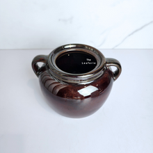 Load image into Gallery viewer, The Leaferie Campbell dark maroon flowerpot with ears. ceramic material