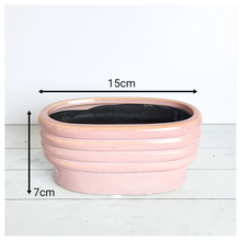 Load image into Gallery viewer, The Leaferie Peony rectangular pink ceramic pot.