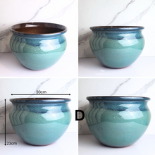 Load image into Gallery viewer, The Leaferie Albany Large green ceramic pot. Design D
