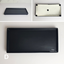 Load image into Gallery viewer, The Leaferie rectangular tray . ceramic 4 colours black, white , grey and black. 3 sizes. front view of D black