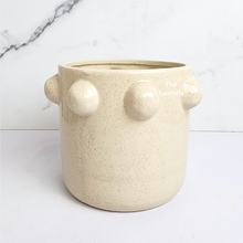 Load image into Gallery viewer, The Leaferie Eden white ceramic pot with studs