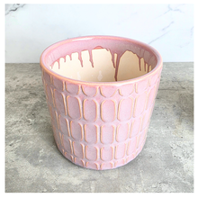 Load image into Gallery viewer, Arabella Pink textured ceramic planter with 'Leaferie' flowerpot