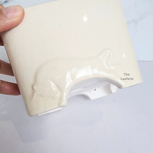 Load image into Gallery viewer, The Leaferie Bonsai Series 62 Square pot with bull design . green and white colour design