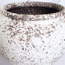 Load image into Gallery viewer, The Leaferie Asteria Big flowerpot. white with brown specks ceramic pot