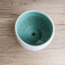 Load image into Gallery viewer, The Leaferie Amalia Plant pot. ceramic white flowerpot. top view