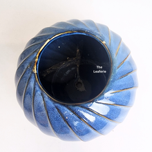 Load image into Gallery viewer, The Leaferie Moreno blue round pot. 2 sizes ceramic pot