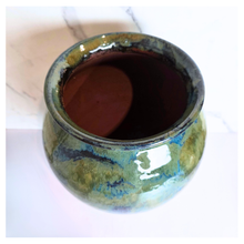 Load image into Gallery viewer, Astra Green and blue ceramic vase with 'Leaferie' branding on a white background