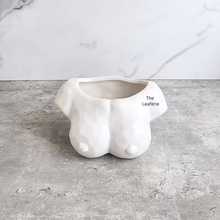 Load image into Gallery viewer, The Leaferie Coco flowerpot. breast pot ceramic material. black and white colour
