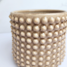 Load image into Gallery viewer, The Leaferie Bronwyn studded beige flowerpot. ceramic material