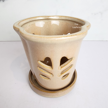 Load image into Gallery viewer, The Leaferie Layla Orchid pot with tray. 2 colours ceramic pot