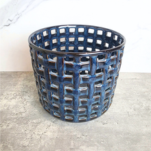 Load image into Gallery viewer, The Leaferie Tavra handmade ceramic blue pot.