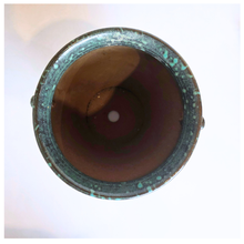 Load image into Gallery viewer, Oro Speckled green ceramic vase with 'LEAFAERIE' branding on a white background