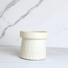 Load image into Gallery viewer, The Leaferie Reign white castle like ceramic flowerpot.