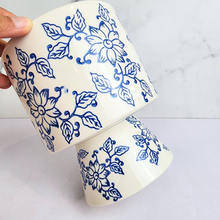 Load image into Gallery viewer, The Leaferie Torrio blue and white floral vase ceramic flowerpot