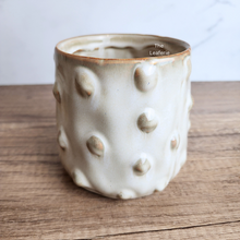 Load image into Gallery viewer, The Leaferie Elpida beige flowerpot with studs. ceramic material