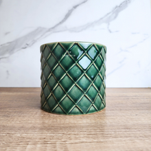Load image into Gallery viewer, The Leaferie Zivaa Green criss cross ceramic pot