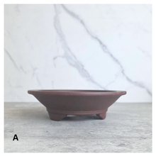Load image into Gallery viewer, BOnsai 95. zisha Collage of four bonsai pots in different colors with 'LEAFERIE' branding on a marble background.