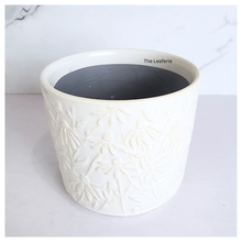 Load image into Gallery viewer, The Leaferie Noirra white ceramic pot.