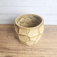 Load image into Gallery viewer, The Leaferie Thalia pot. yellowish ceramic pot with geometric shape.
