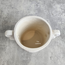Load image into Gallery viewer, The Leaferie Nover white ceramic pot with ear