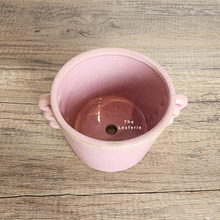 Load image into Gallery viewer, The Leaferie Livie ceramic pot. pink and red colour pot with handles. Pot A