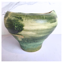 Load image into Gallery viewer, Leaferie Signature Mori Green ceramic vase with 'Leaferie' branding on a white background