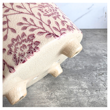 Load image into Gallery viewer, Iris planter with floral pattern on a marble surface, featuring the brand 'LEAFERIE'.