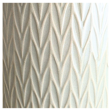 Load image into Gallery viewer, Vesper Beige ceramic pot with geometric pattern on a marble surface, featuring the LEAFAERIE brand.