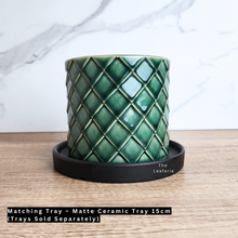 Load image into Gallery viewer, The Leaferie Zivaa Green criss cross ceramic pot