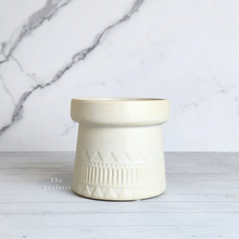 Load image into Gallery viewer, The Leaferie Reign white castle like ceramic flowerpot.