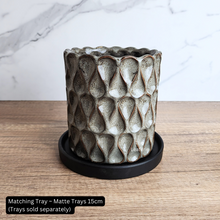 Load image into Gallery viewer, The Leaferie Rania tall grey pot. ceramic material