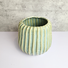 Load image into Gallery viewer, The Leaferie Gotilda green plant pot. ceramic planter. front view