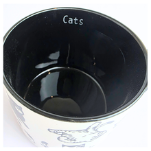 Load image into Gallery viewer, Two mugs with cat designs on a white surface, featuring the Leaferie and Olivier Seven logos.