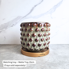 Load image into Gallery viewer, Twilla Ceramic pot with textured design on a matching tray against a marble background