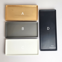 Load image into Gallery viewer, The Leaferie rectangular tray . ceramic 4 colours black, white , grey and black. 3 sizes. front view