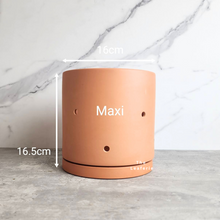 Load image into Gallery viewer, The Leaferie terracotta E Pot with holes. comes in 2 sizes. Maxi size