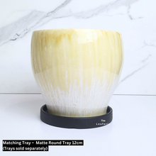 Load image into Gallery viewer, The Leaferie Nurmi yellow ceramic pot