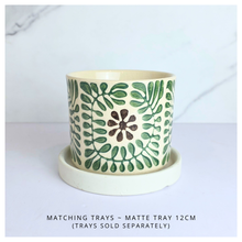 Load image into Gallery viewer, Petrax Ceramic pot with green floral pattern on a light background, featuring the Leaferie brand.