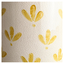 Load image into Gallery viewer, Romy Two ceramic planters with yellow patterns on a gray surface, branded 'LEAFERIE'.
