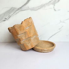 Load image into Gallery viewer, The Leaferie Yngvild terracotta pot with tray. Rustic and rugger planter. front view with removable tray