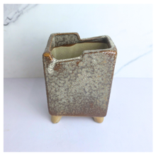 Load image into Gallery viewer, Bastion Rectangular Ceramic planter with textured surface on a white background, featuring the brand 'LEAFERIE'.