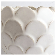 Load image into Gallery viewer, Nalya Heart-shaped ceramic planter with scalloped edge on a light background, featuring the LEAFERIE brand.