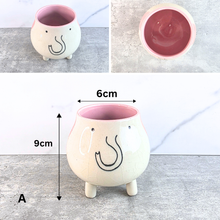 Load image into Gallery viewer, The Leaferie Petit Allegra 7. 2 pot color with face design