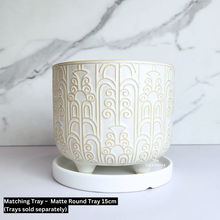 Load image into Gallery viewer, The Leaferie Loki white flowerpot with stand. ceramic material