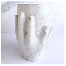 Load image into Gallery viewer, Hannie ceramic vase labeled 'Hannie' on a marble background with 'LEAFERIE' branding.