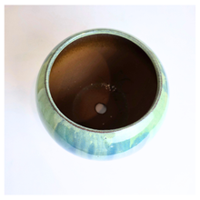 Load image into Gallery viewer, Ares Two green ceramic pots on a white marble surface with 'LEAFAERIE' branding.